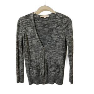LOFT black heathered zip cardigan